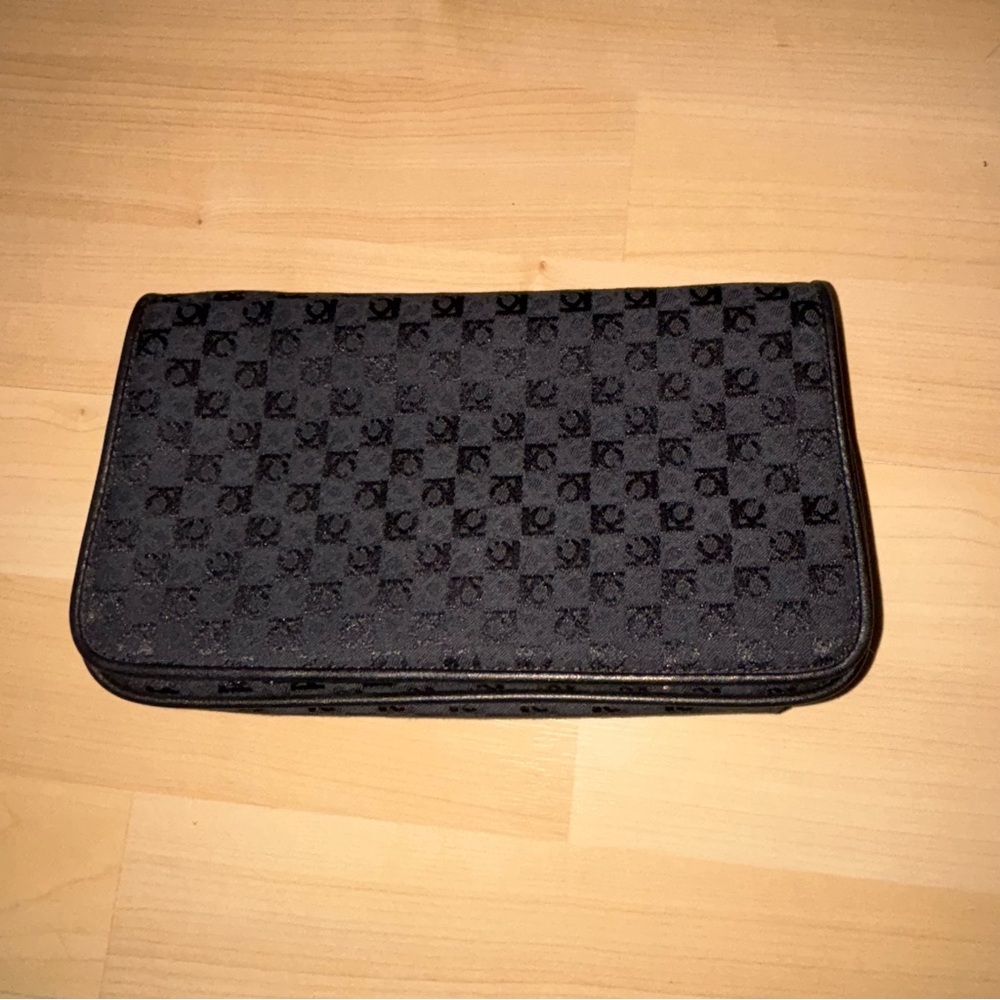 Liz Claiborne Purse Wallet Logo Pattern Crossbody Bag Mirror 90s Y2K Casual